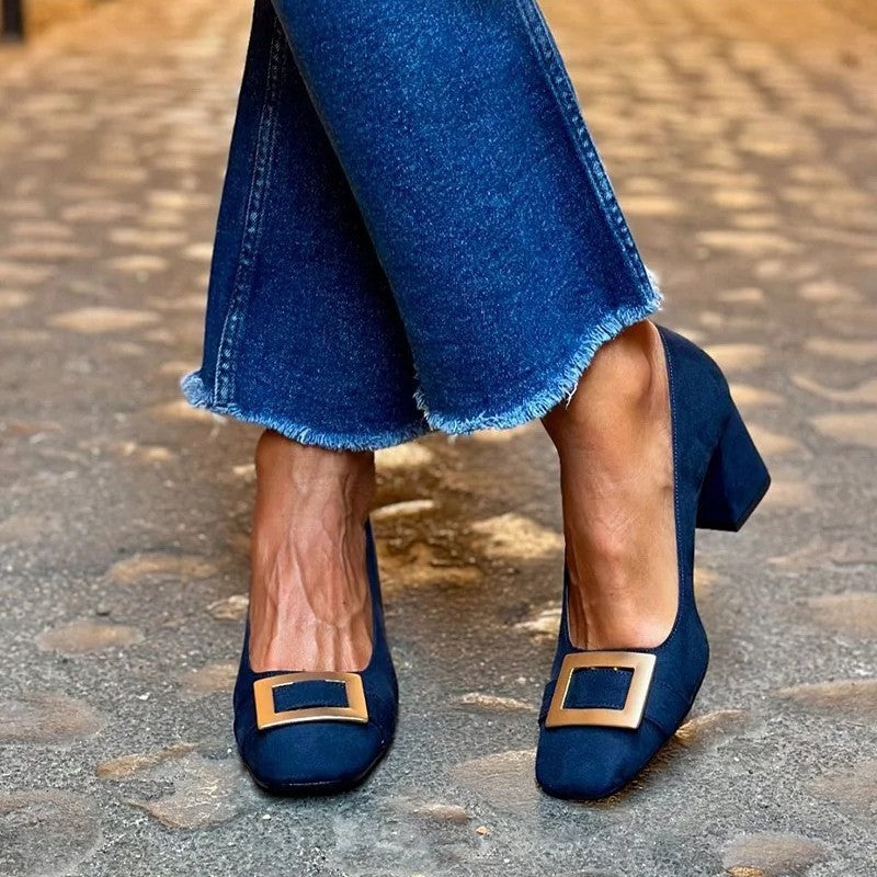 Womens Suede Square Toe Flats