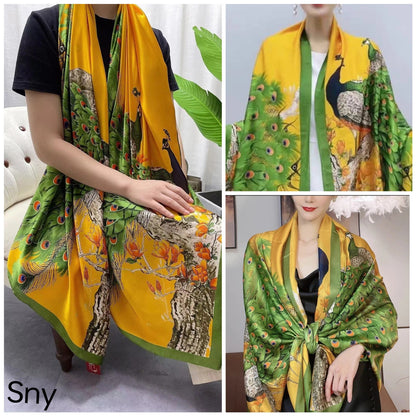 Women's Lijin Satin Scarf Floral Print Shawl