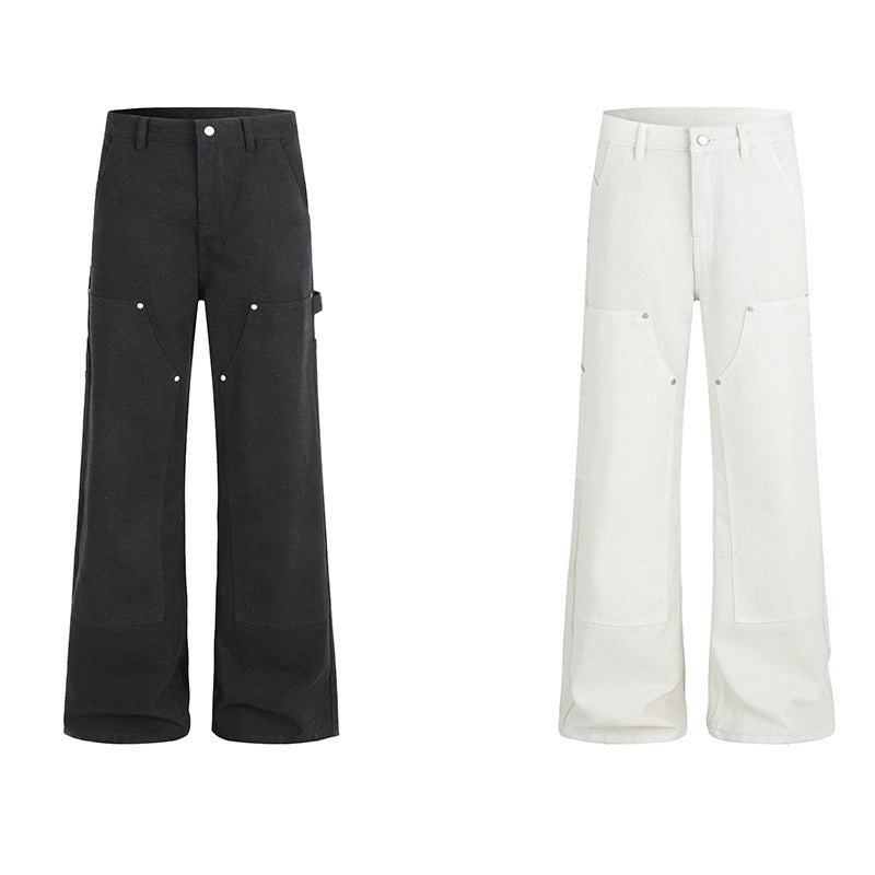 Micro-La Jeans Dipped Loose Rivet All-Match Casual Pants