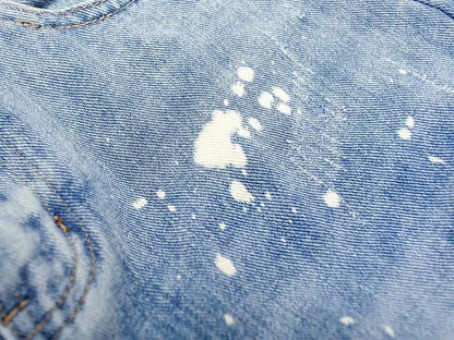 Heren casual trendy jeans met scheuren en verfspatten