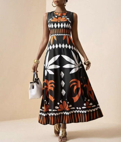 Printed Bohemian Sleeveless Long Dress