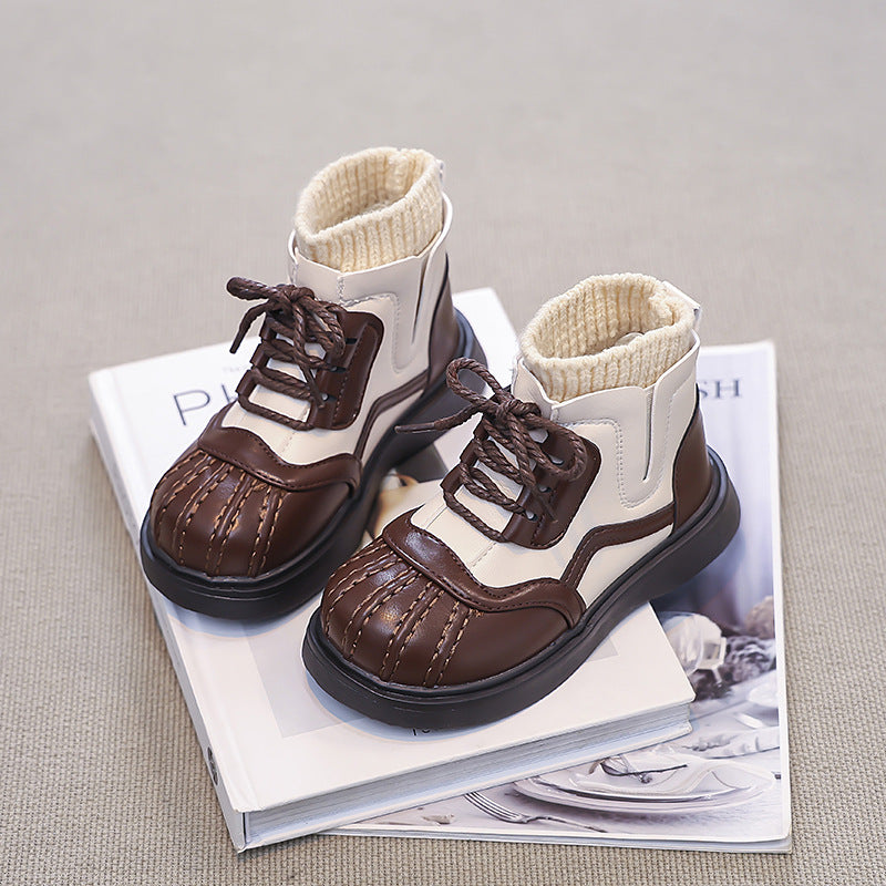 Girls Synthetic Leather Ankle Boots