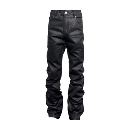 Designer Zip Black Roxed Denim Pants Heren