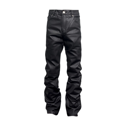 Designer Zip Black Roxed Denim Pants Heren