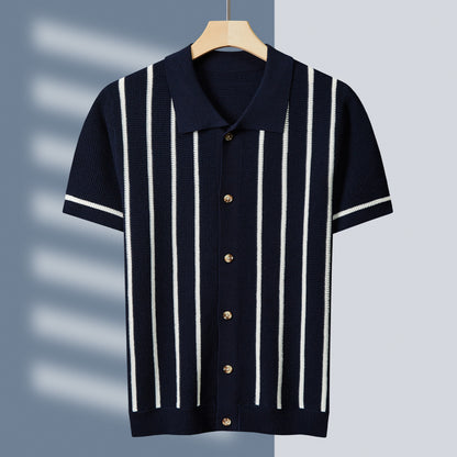 Thick Short Sleeve Color Block Polo Shirt