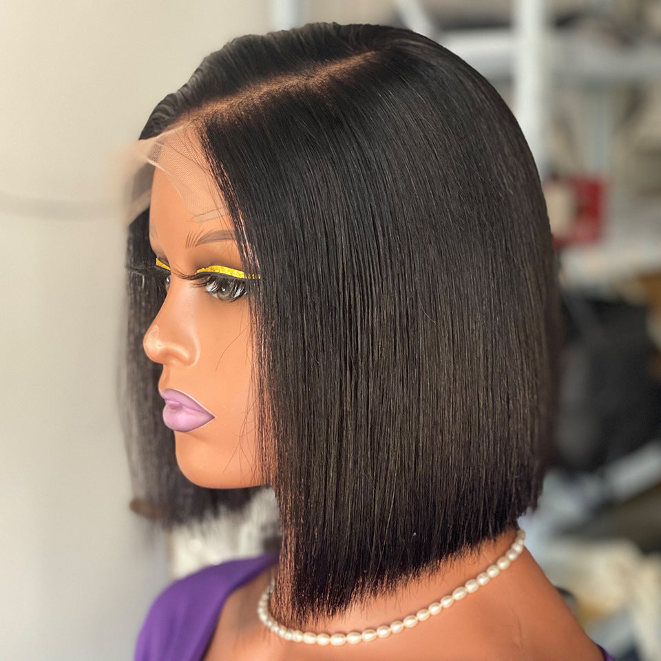 5x5 Bone Straight 8 Inches Human Hair Lace Wig