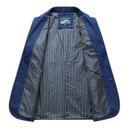 Men's Slim Fit Solid Color Denim Jacket Casual Zipper Hooded Coat