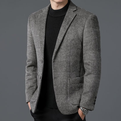 Men's wool suit casual luxury checkered coat