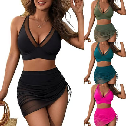 Dames tweedelig bikini set van mesh met trekkoord