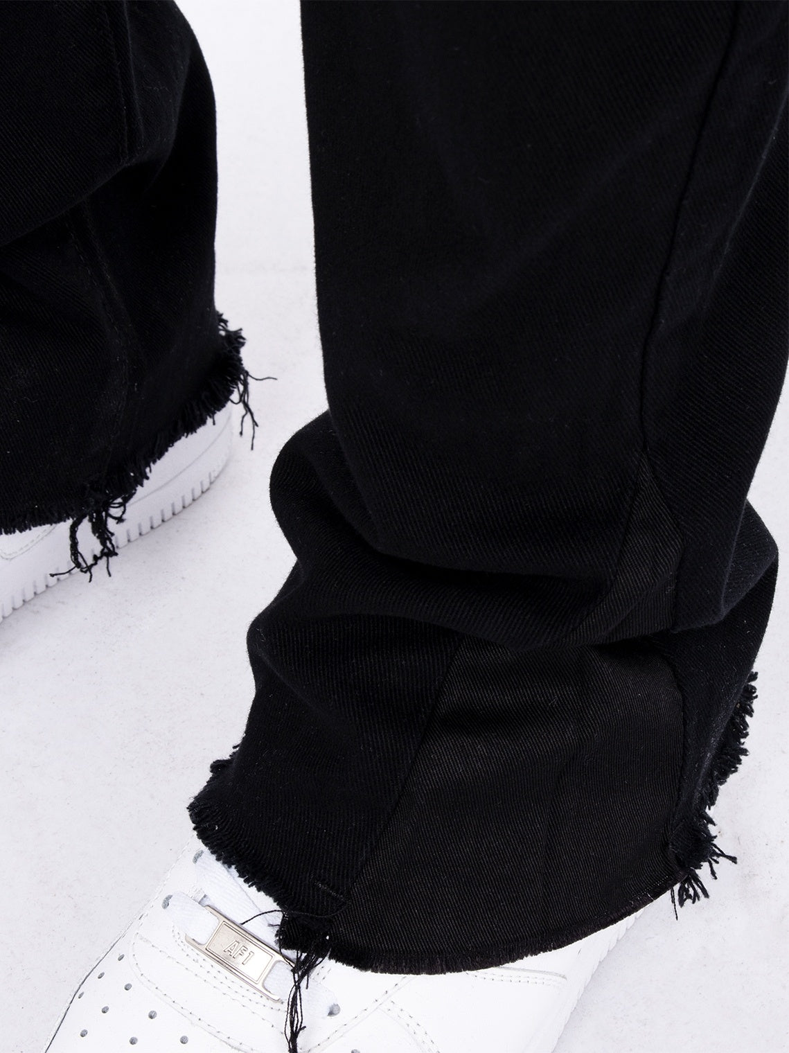 Heren Simple Raw Edge Flared Pants High Street Zwart