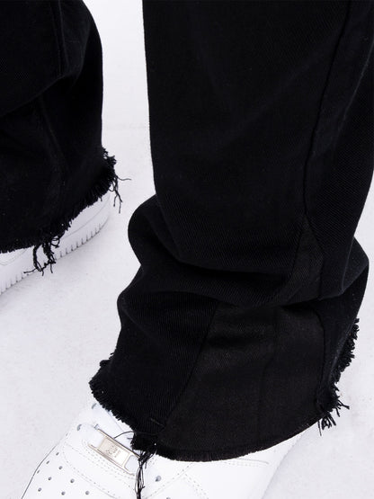 Heren Simple Raw Edge Flared Pants High Street Zwart