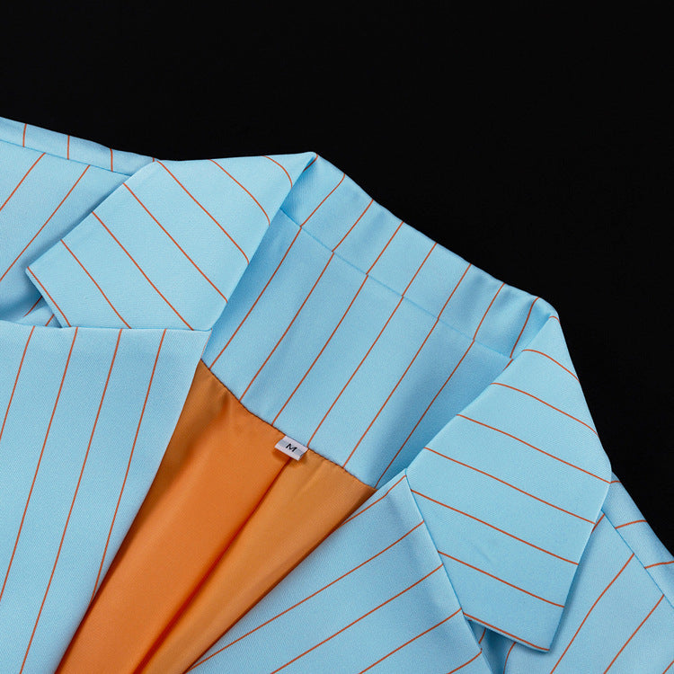 Gestreepte 2-delige set met revers en lange mouwen