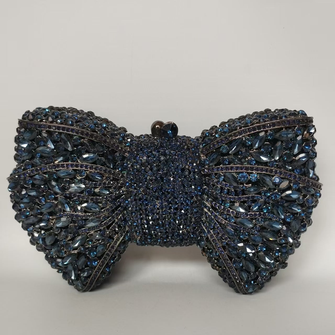 Rhinestone Bow Evening Bag with Chain