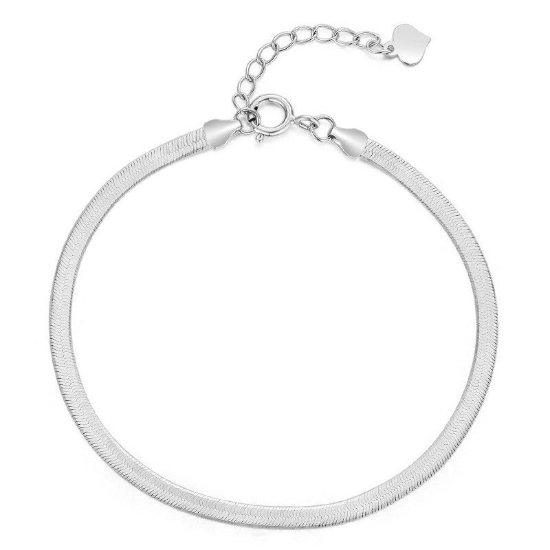 Sterling Silver Flat Snake Clavicle Chain Necklace