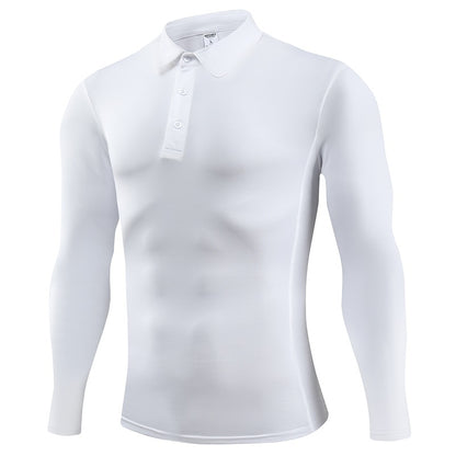 Mens Quick-Dry Long Sleeve Polo Shirt