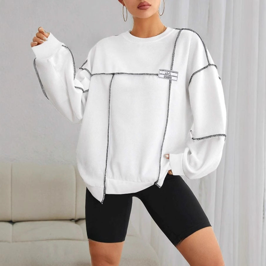 Casual Losse Ronde Hals Lange Mouw Dames Sweatshirt