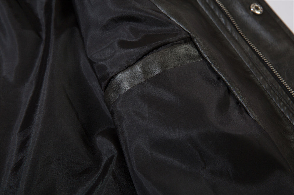 European And American Losse PU-leren unisex jas met geborduurde opdruk