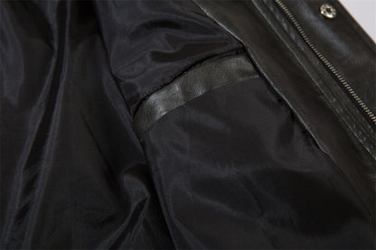 European And American Losse PU-leren unisex jas met geborduurde opdruk