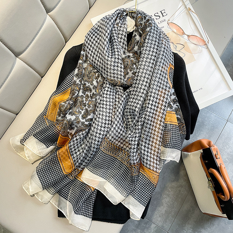 Women's Lijin Satin Scarf Floral Print Shawl