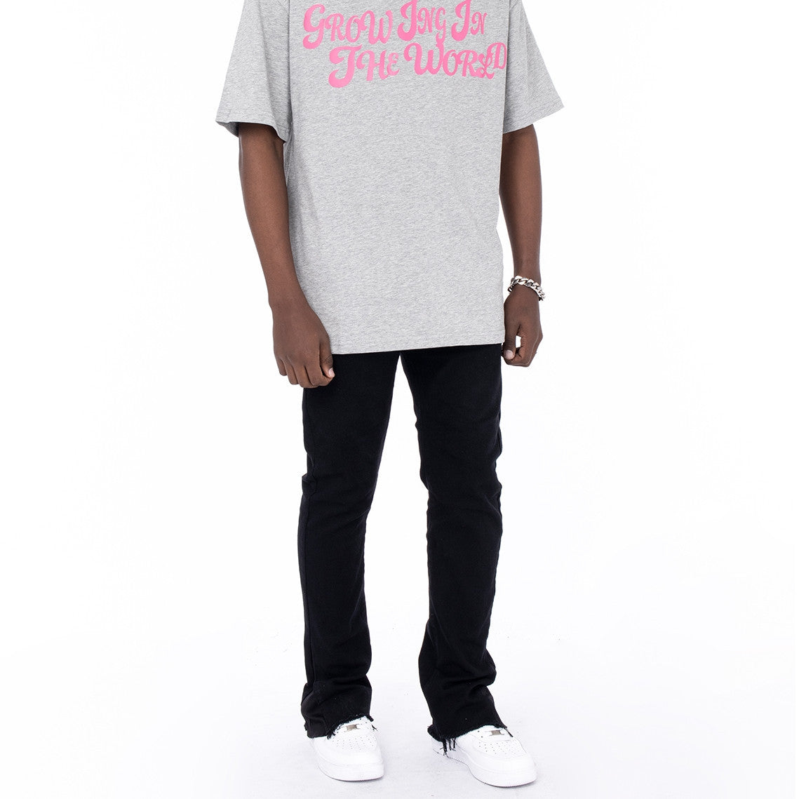 Heren Simple Raw Edge Flared Pants High Street Zwart