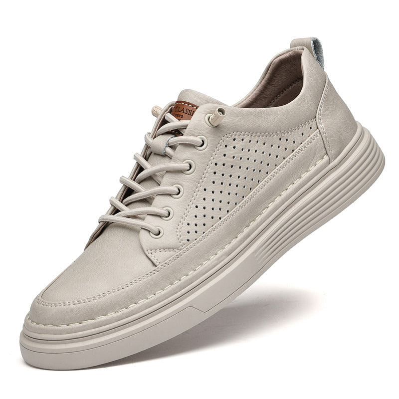 Mens Cowhide Casual Retro Breathable Shoes