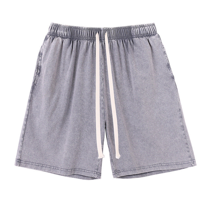Mens Washed Cotton Wide Leg Shorts