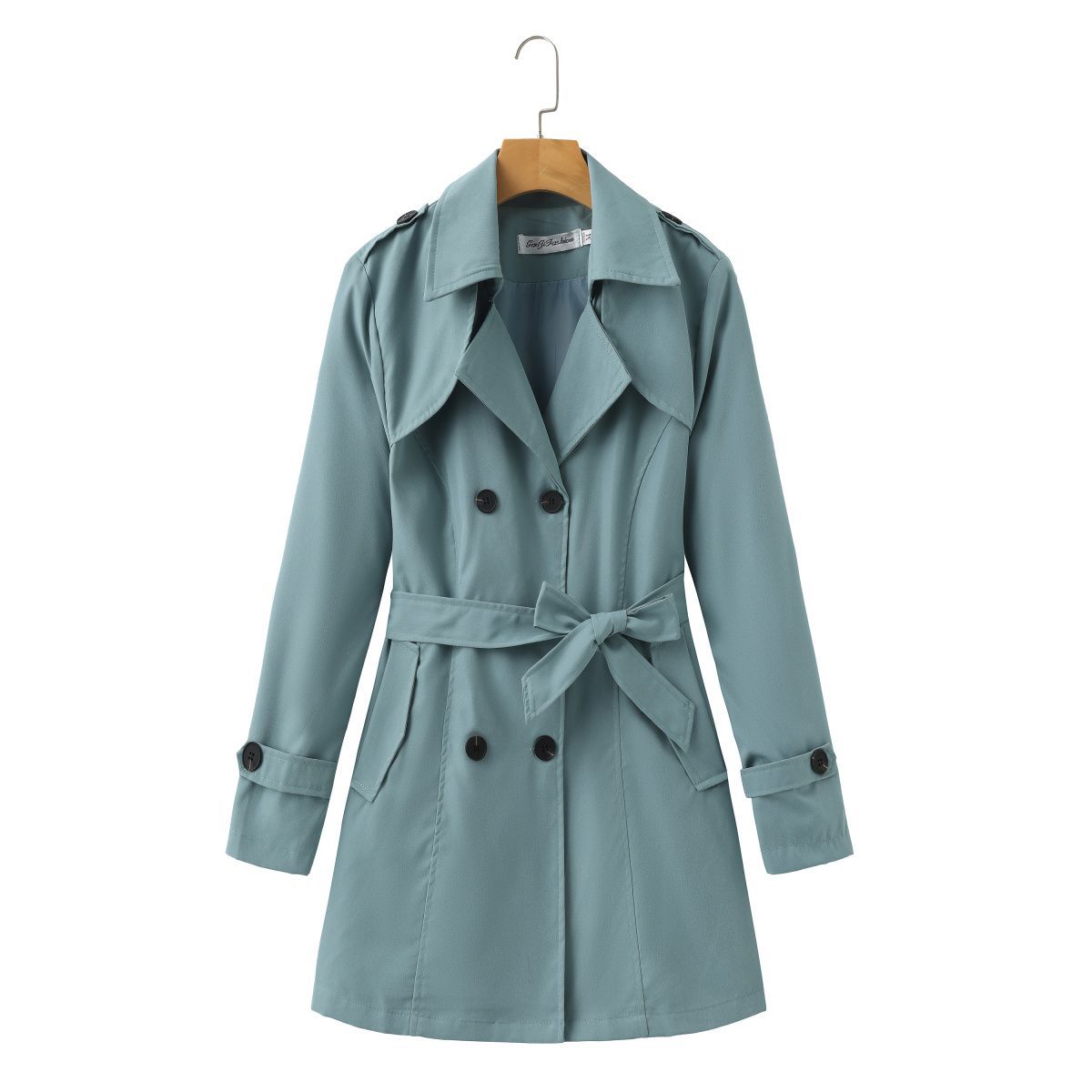 Women's Korean Style Mid-Long Trench Coat with Pockets