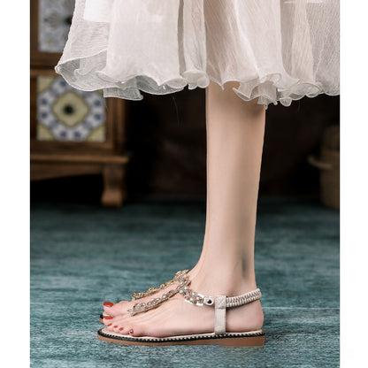 Casual Rhinestone Flip Flops for Women