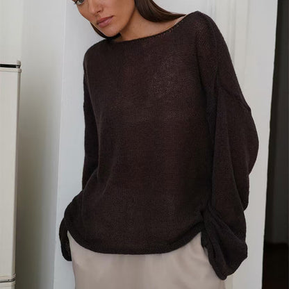 Womens Hollow Knit Pullover Sweater