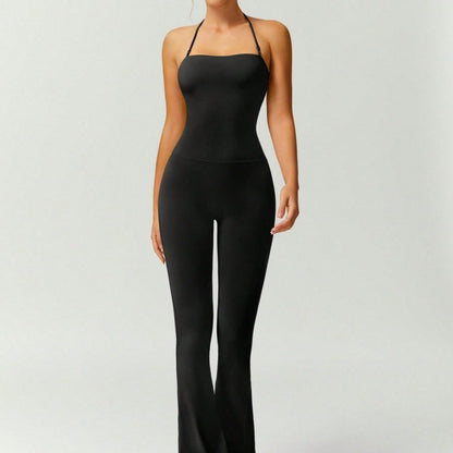 Quick Dry Yoga Fitness Suit with High Waisted Flared Pants