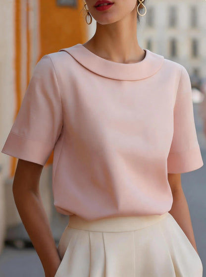 Womens Designer Short Sleeve Solid Shirt