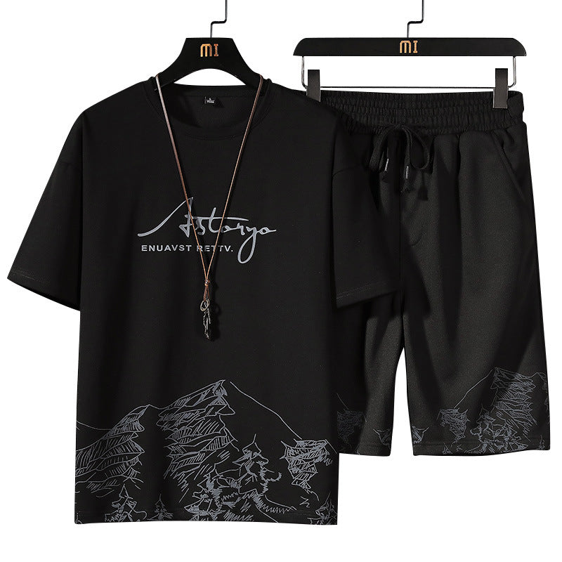 Men's Printed T-Shirt and Shorts Set