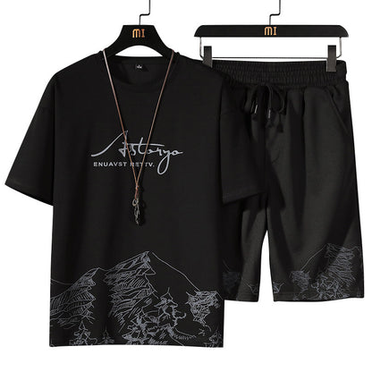 Men's Printed T-Shirt and Shorts Set