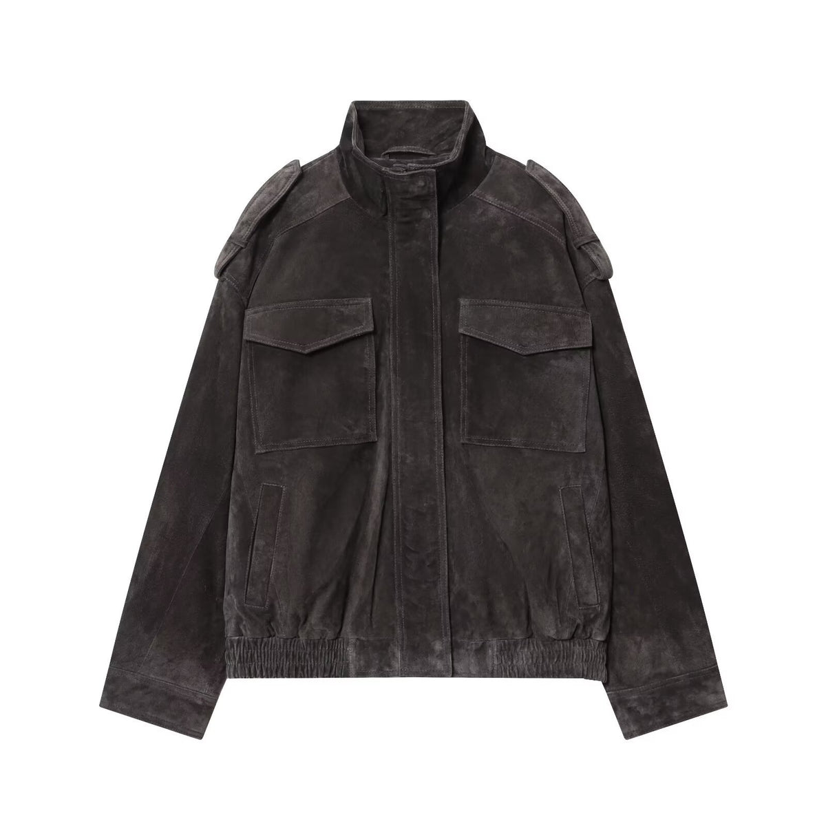 Women's Stand Collar Suede Texture Jacket