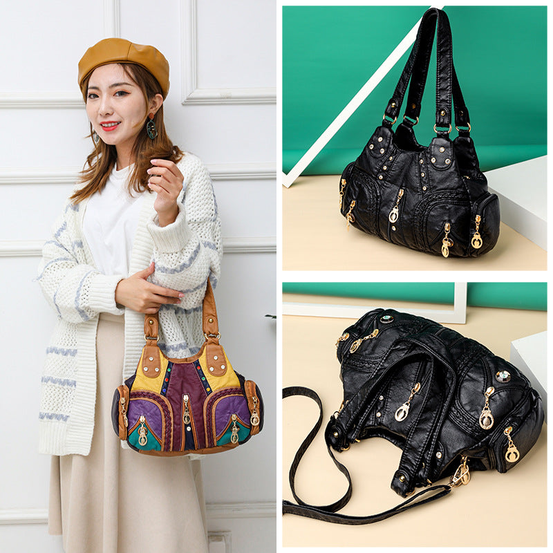 Trendy Patchwork Single-Shoulder Bag