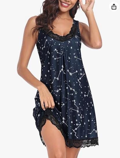 Womens Modal Lace V Neck Sleeveless Nightdress Loose Sleepwear