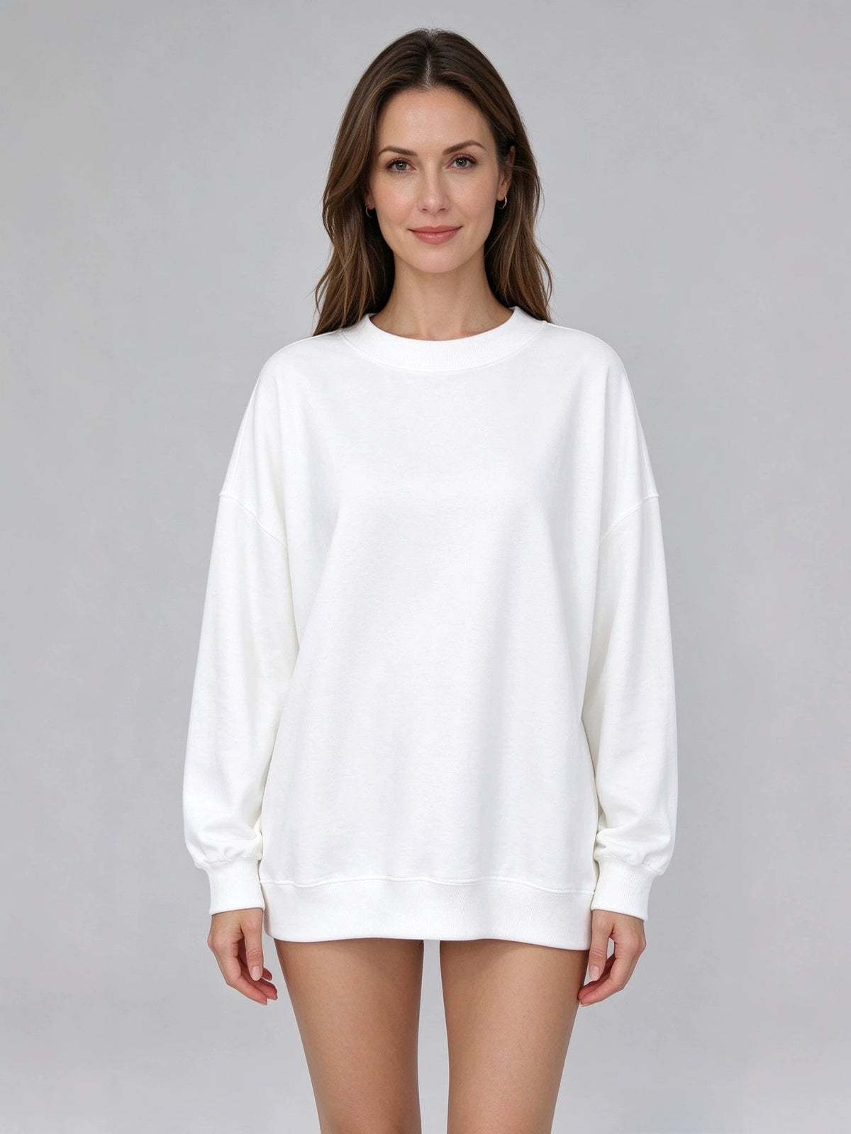 Womens Casual Knitted Pullover Long Sleeve Round Neck Loose Fit Autumn Top