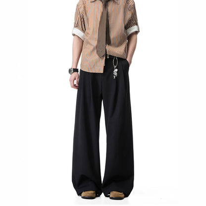 Mens Double Pleated Casual Trousers