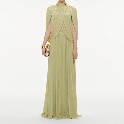 Elegant Pleated Chiffon Long Dress