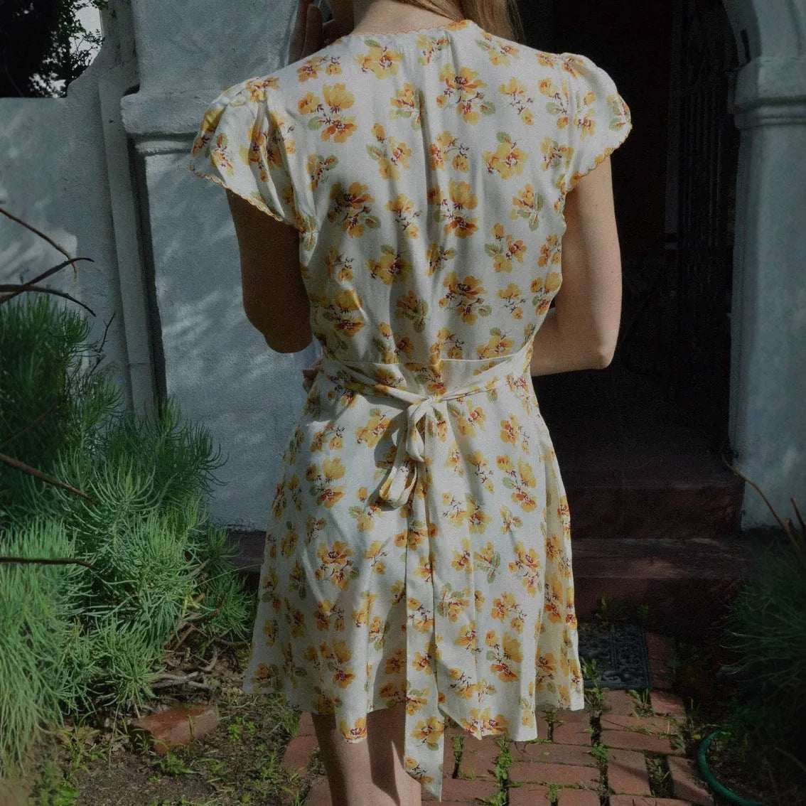 Floral Print Silk Short Dress