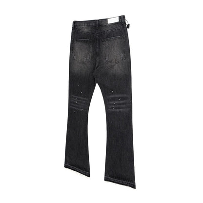 Men's Vintage Washed Wide-Leg Splatter Paint Jeans
