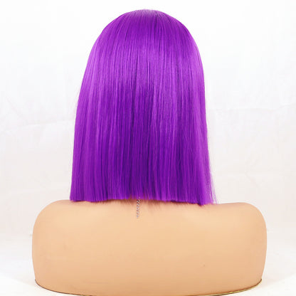Paarse synthetische bob lace wig