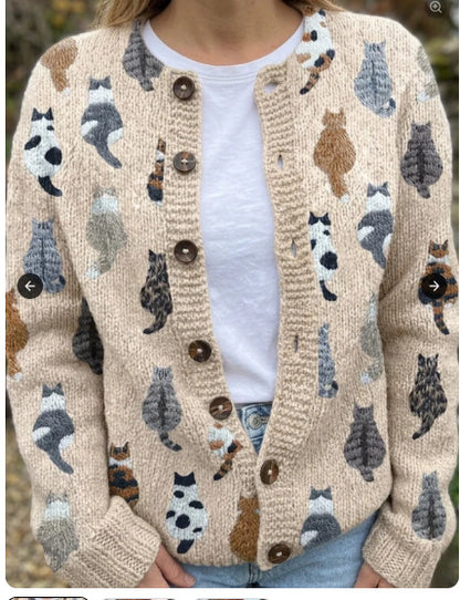 Womens 3D Printed Knit Cardigan