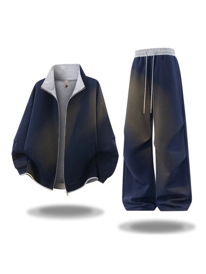 Mens Retro Cotton Blend Cardigan and Pants Set
