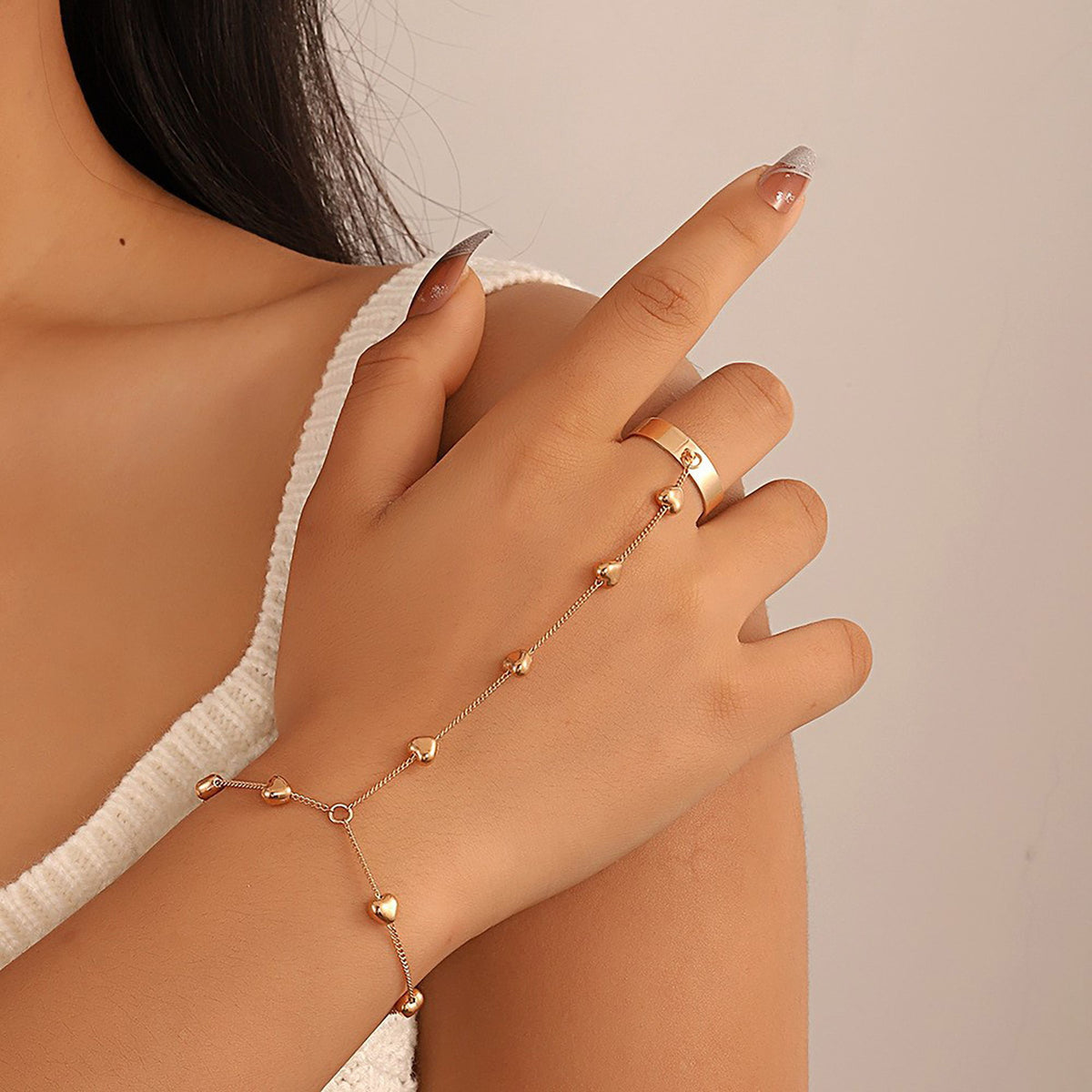 Retro Heart Shape Gold Plated Bracelet