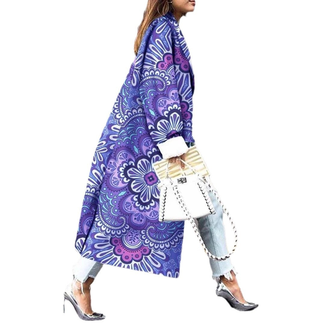 Losse Wollen Jas Met Print