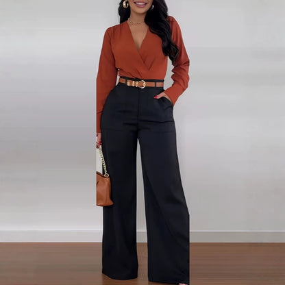 Women's Spring Mid-High Waist Wide Leg Straight Formal Pants