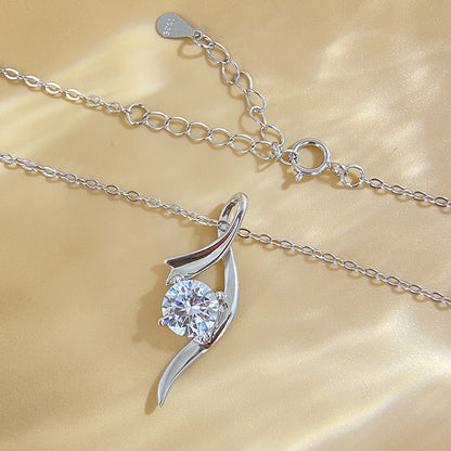 Classic Moissanite Bow Pendant Necklace