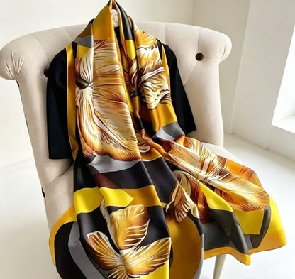 Women's Lijin Satin Scarf Floral Print Shawl