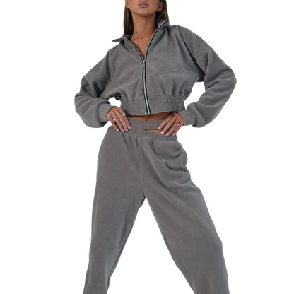 Y2g Dames Hot Girl Fleece Pants Sweater Tweedelig Set